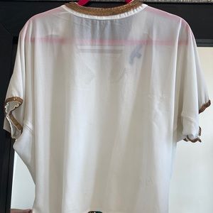 Gold trim neck line georgette crepe top